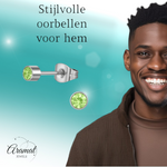 Lichtgroen kristal oorstekers – 4mm zilver RVS