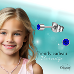 Mini kristal oorstekers blauw – 3mm zilverkleur