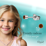 Mini oorstekers topaasbruin kristal – 3mm RVS