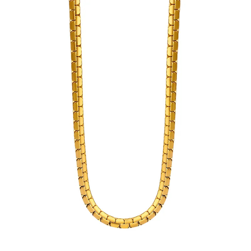 RVS platte kubus schakelketting goudkleurig – 4 mm