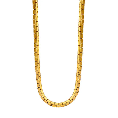 RVS platte kubus schakelketting goudkleurig – 4 mm