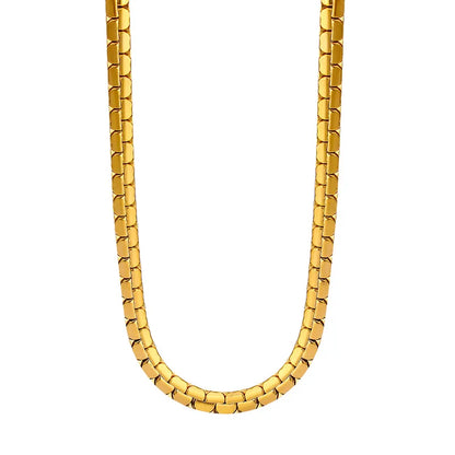RVS platte kubus schakelketting goudkleurig – 4 mm