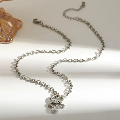 Stalen Ankerketting met 3 Zirkonia Bedels Goudkleurig of Zilverkleurig RVS – 4mm 42cm