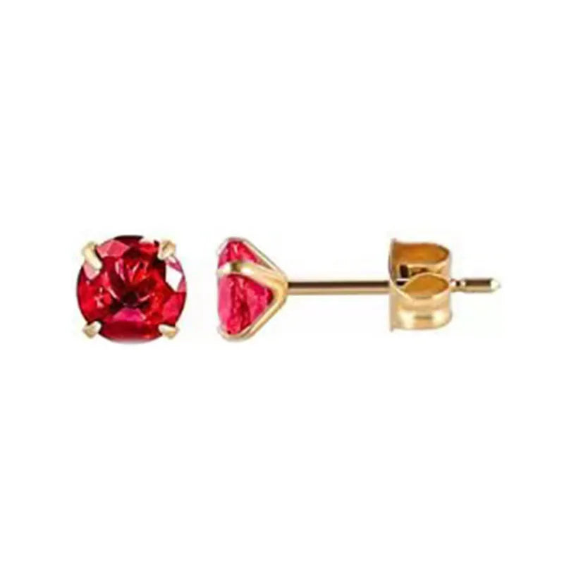 Stalen Ronde Oorstekers Goudkleurig Zirkonia 5 mm – Keuze uit 12 Kleuren