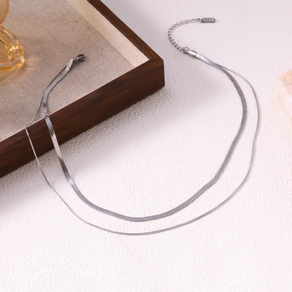 Stalen Layer Ketting 2-in-1 Goudkleurig of Zilverkleurig RVS – Slang en Visgraat