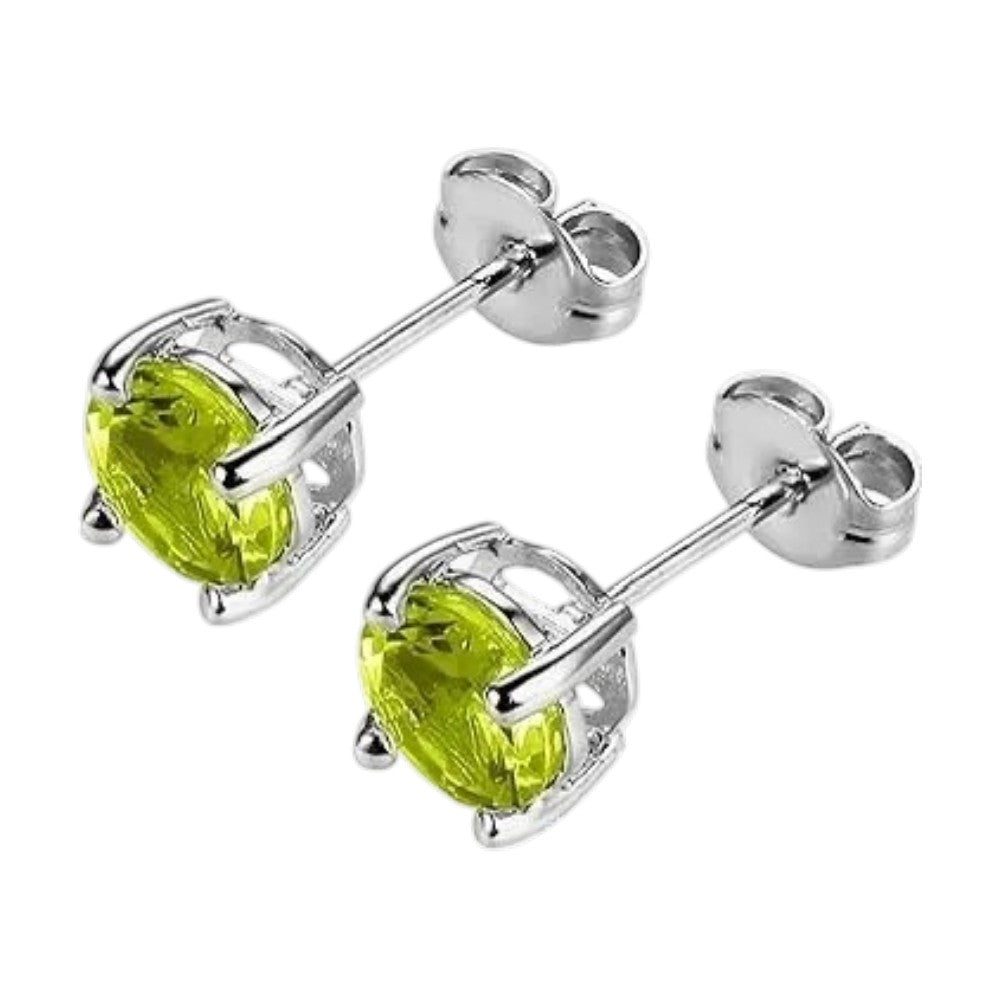 Stalen Ronde Oorstekers Zilverkleurig Zirkonia 6 mm – Keuze uit 12 Kleuren
