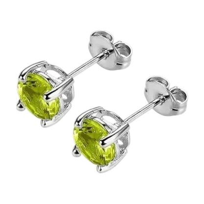 Stalen Ronde Oorstekers Zilverkleurig Zirkonia 6 mm – Keuze uit 12 Kleuren