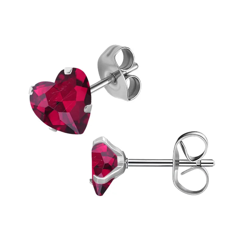 RVS hartjes oorstekers rozerode zirkonia – 3-8 mm