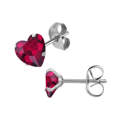 RVS hartjes oorstekers rozerode zirkonia – 3-8 mm