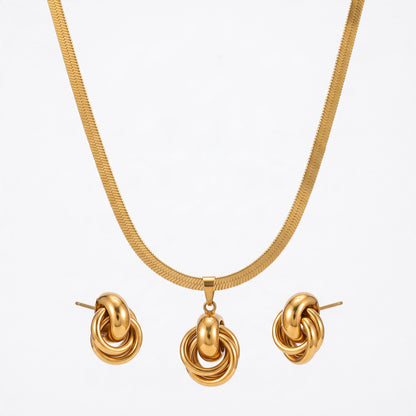 RVS sieradenset twee ringen – ketting 45 + 5 cm