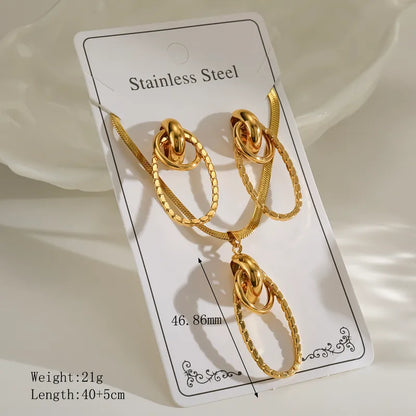 RVS sieradenset bewerkte ovaal – ketting 40 + 5 cm