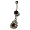 nav293-Stalen Navelpiercing bloem met rode druppel-Aramat Jewels 