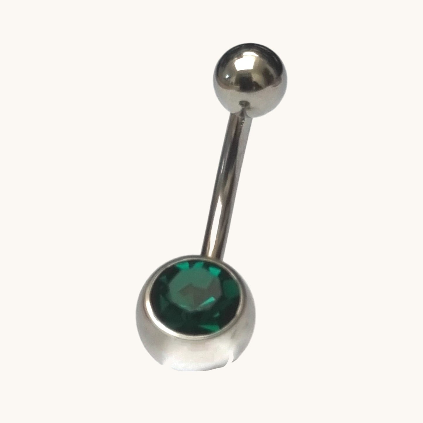 Piercing nombril en acier inoxydable avec zircon vert