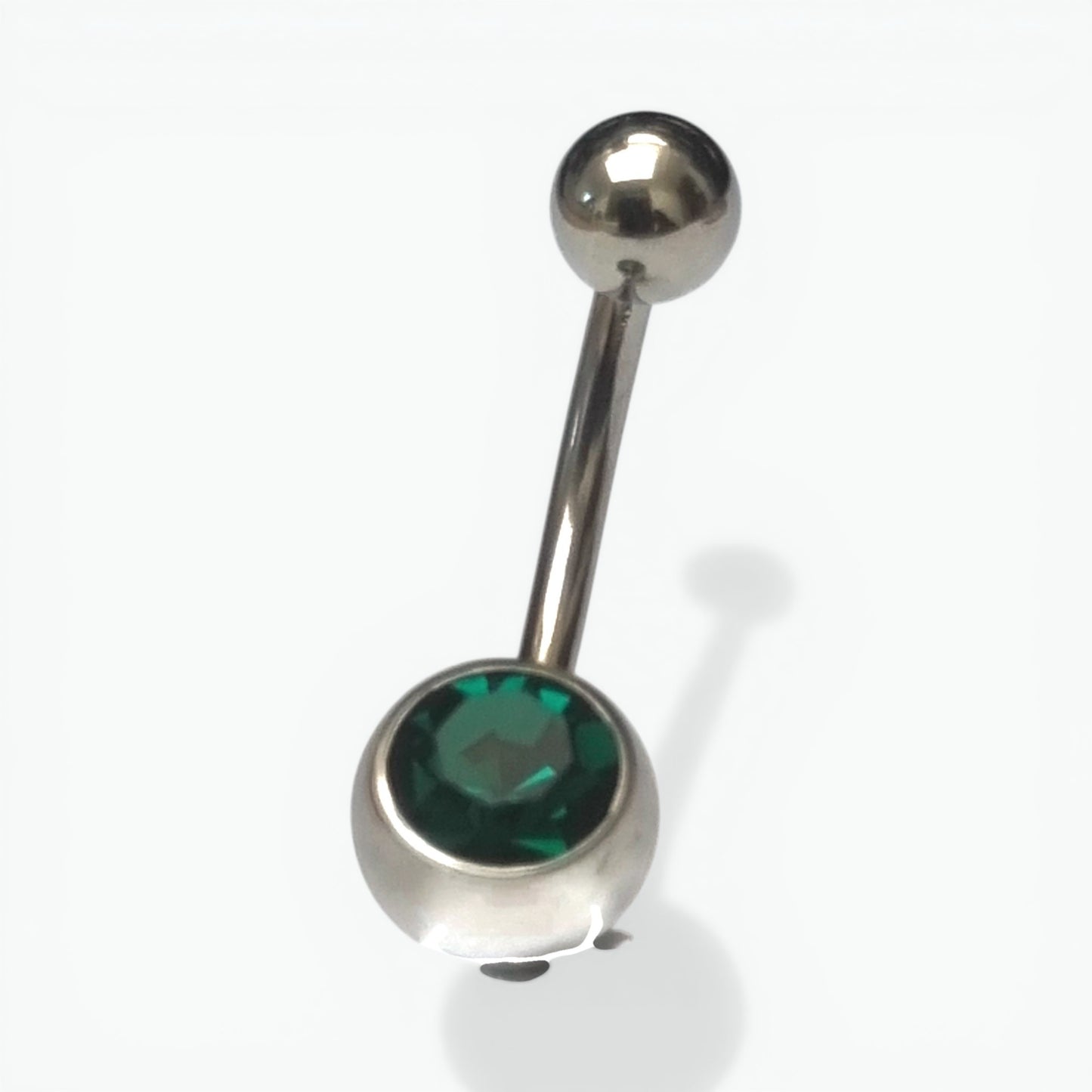 Piercing nombril en acier inoxydable avec zircon vert