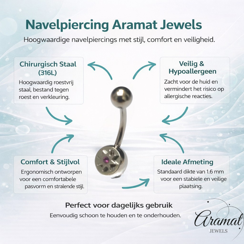 Piercing nombril en acier avec étoile en zircon violet