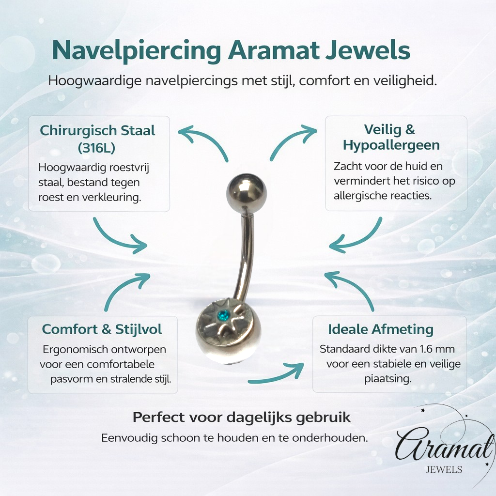 Piercing nombril bleu marine avec étoile - Accessoire élégant