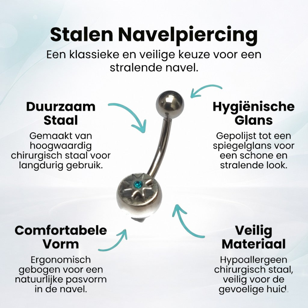 Piercing nombril bleu marine avec étoile - Accessoire élégant