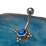 Saffier Blauw Stalen Navelpiercing | Lichaamssieraden