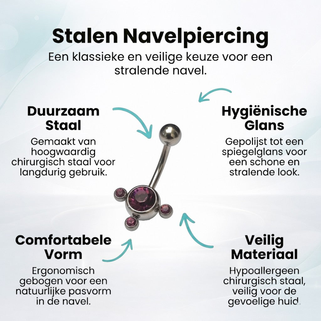 Piercing nombril en zircone violette - Élégant 3 points