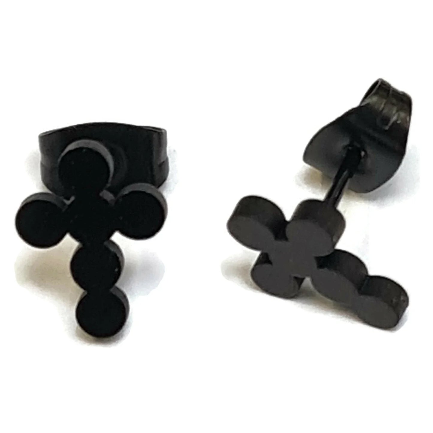 Stalen Kruisjes Oorbellen Met Zwarte Metalen Propellerwielen