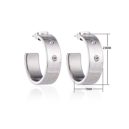 Oorbellen – 23mm Hoepel Creool 2 Zirkonia RVS Zilverkleur Unisex