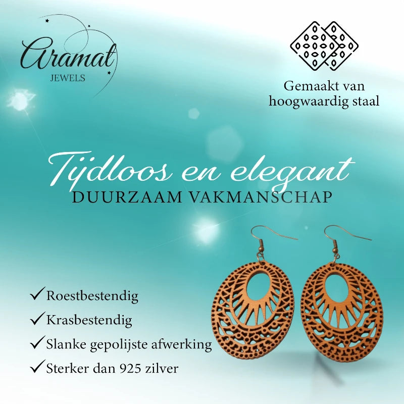Wooden Earrings with Stylish Motif