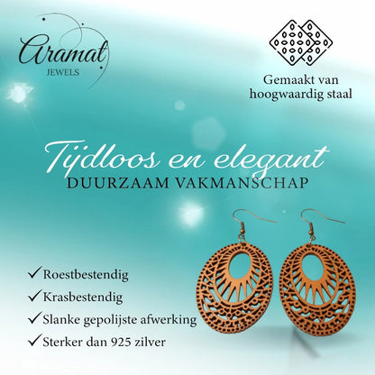 Wooden Earrings with Stylish Motif