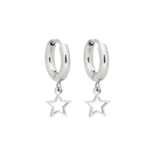 Stainless Steel Star Charm Earrings