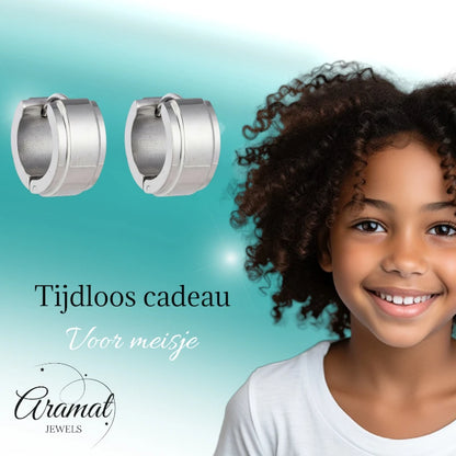 Oorringen – 13mm Mini Creool Opstaande Streep RVS Zilverkleur Unisex