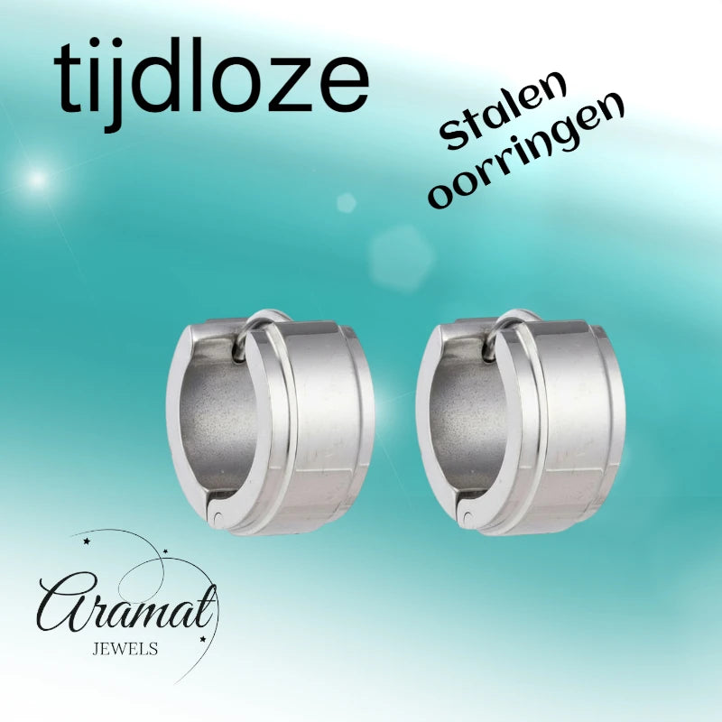 Oorringen – 13mm Mini Creool Opstaande Streep RVS Zilverkleur Unisex