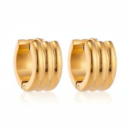 Oorringen – 13mm Mini Creool Streepdesign RVS Goudkleur Unisex