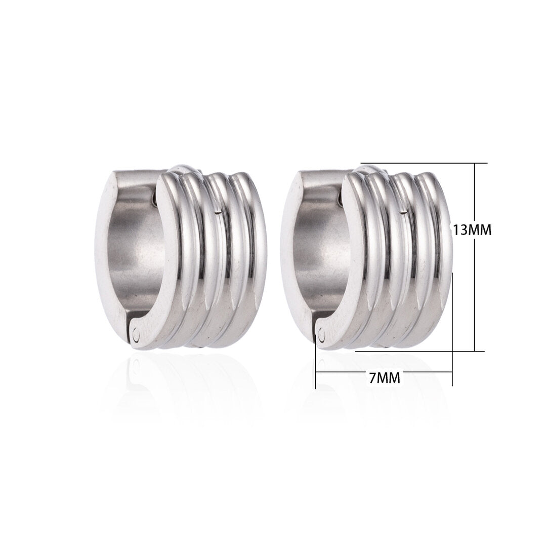 Oorringen – 13mm Mini Huggie Creolen Streep RVS Zilverkleur Unisex/Kind