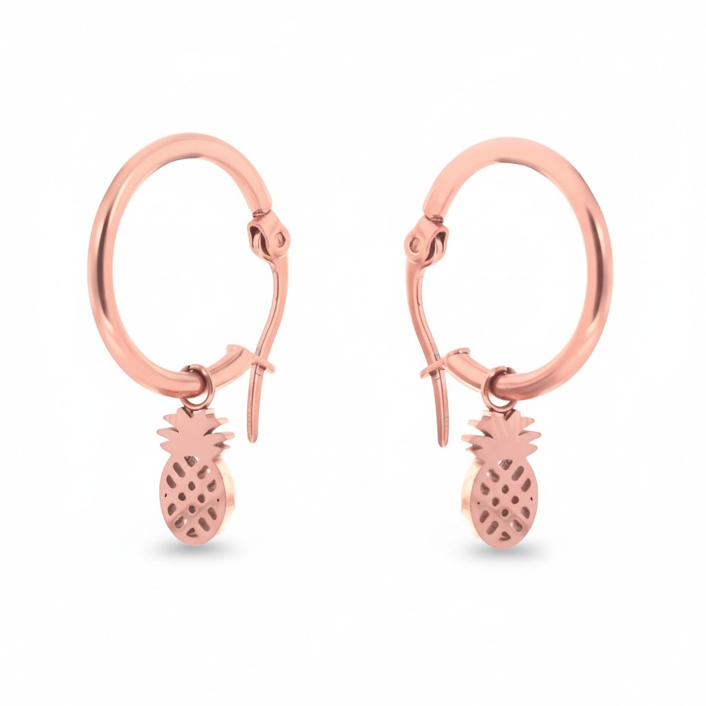 Rose Gold Steel Pineapple Earrings - Aramat Jewels®