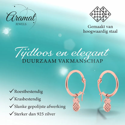 Rose Gold Steel Pineapple Earrings - Aramat Jewels®