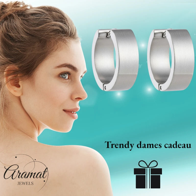 Oorringen – 20mm Creolen Glad Glanzend RVS Zilverkleur Unisex