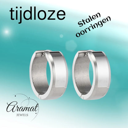 Oorringen – 20mm Creolen met Schuine Rand RVS Zilverkleur Unisex