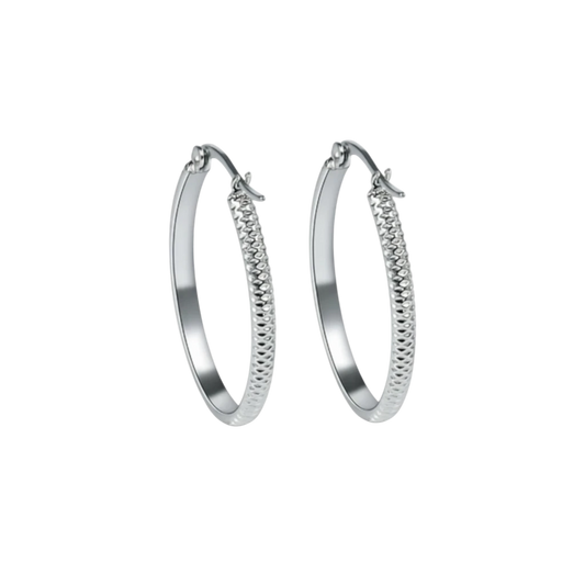 Oorringen – 20mm Creool Puntjes Patroon RVS Zilverkleur Dames