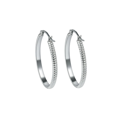 Oorringen – 30mm Creool Puntjes Patroon RVS Zilverkleur Dames