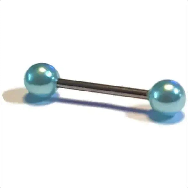 Parel Tongpiercing Van Chirurgisch Staal 16mm Met Blauwe Stalen Ballen