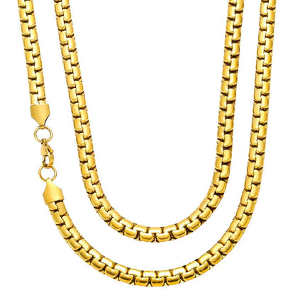 RVS platte kubus schakelketting goudkleurig – 4 mm