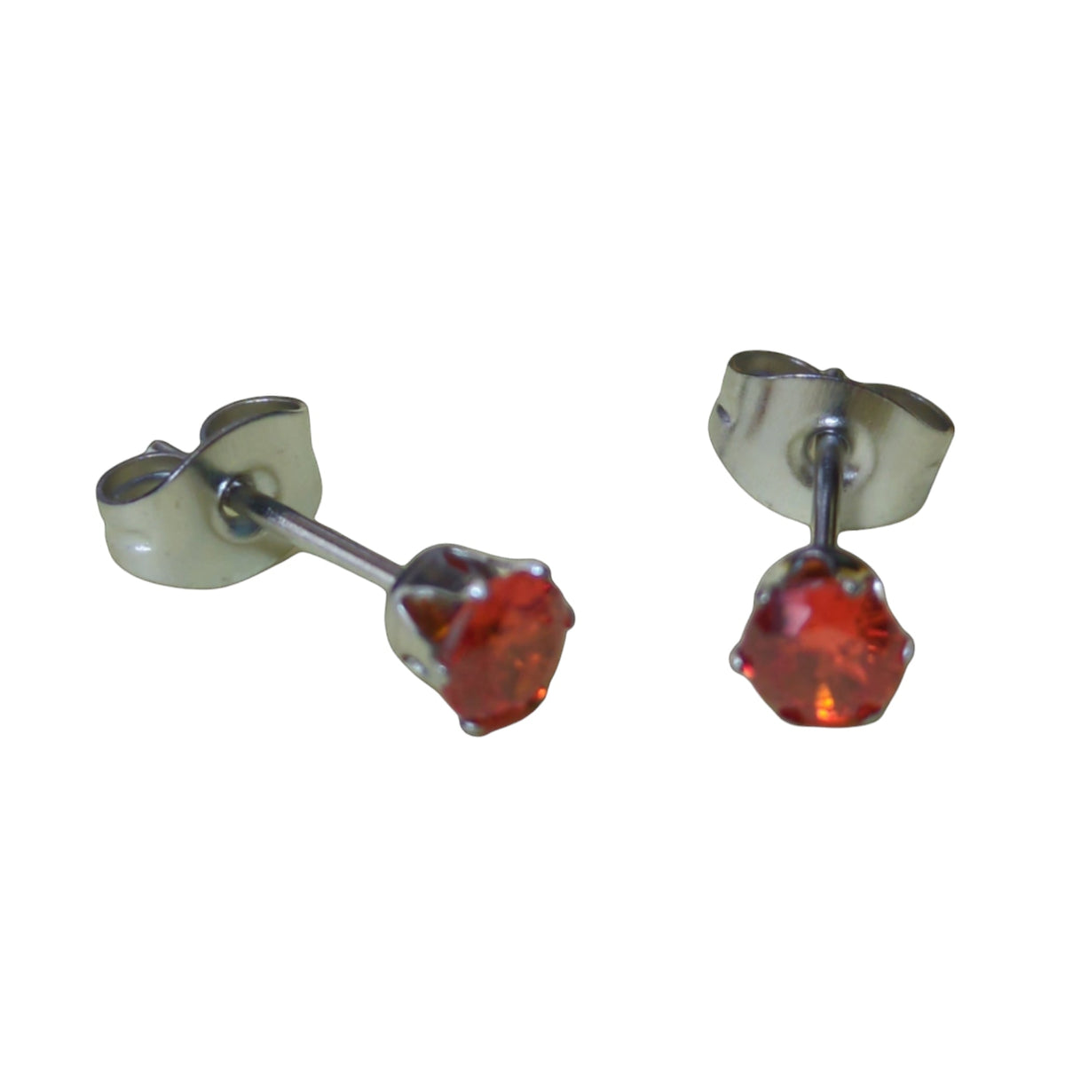 Zirkonia Oorbellen - Oranje/rood Geboortesteen Juli Zilverkleur / 4mm | Oorbellen