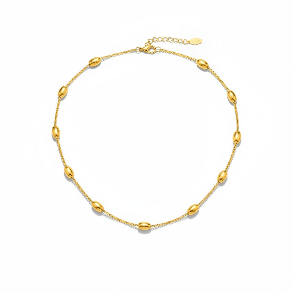 Goudkleurige of Zilverkleurige Ketting Ovale Bolletjes RVS 5mm 40cm Dames