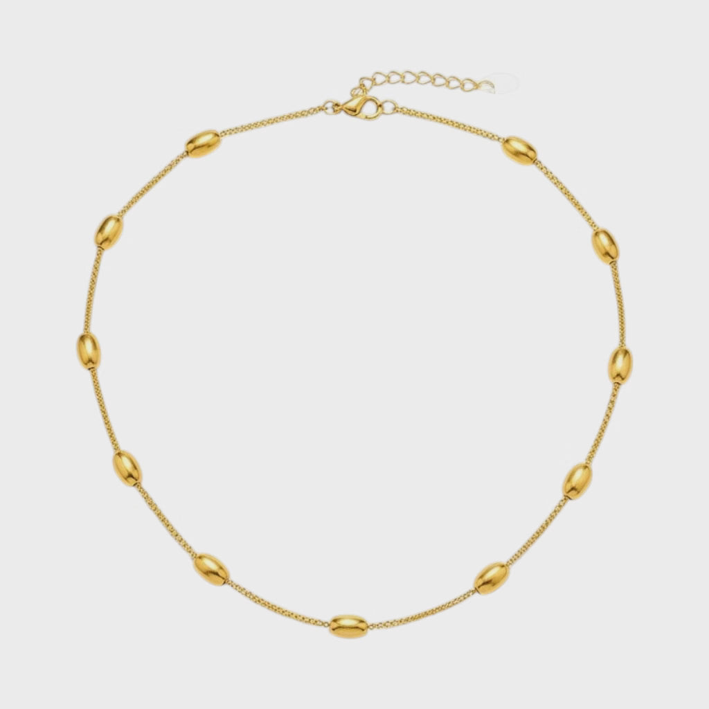 Goudkleurige of Zilverkleurige Ketting Ovale Bolletjes RVS 5mm 40cm Dames