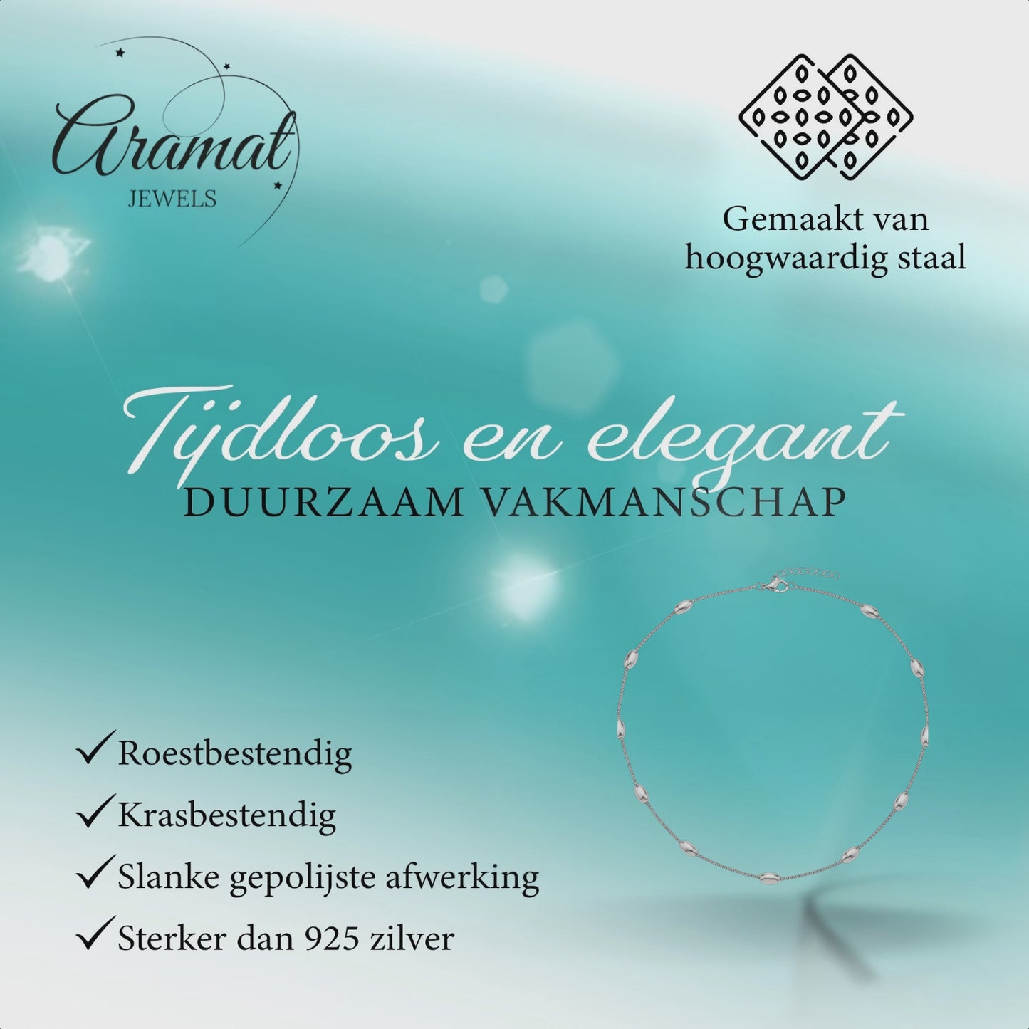 Goudkleurige of Zilverkleurige Ketting Ovale Bolletjes RVS 5mm 40cm Dames