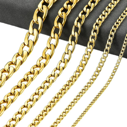Gouden Cuban Chain Ketting - Glamoureuze Stalen Cuban Chain Ketting