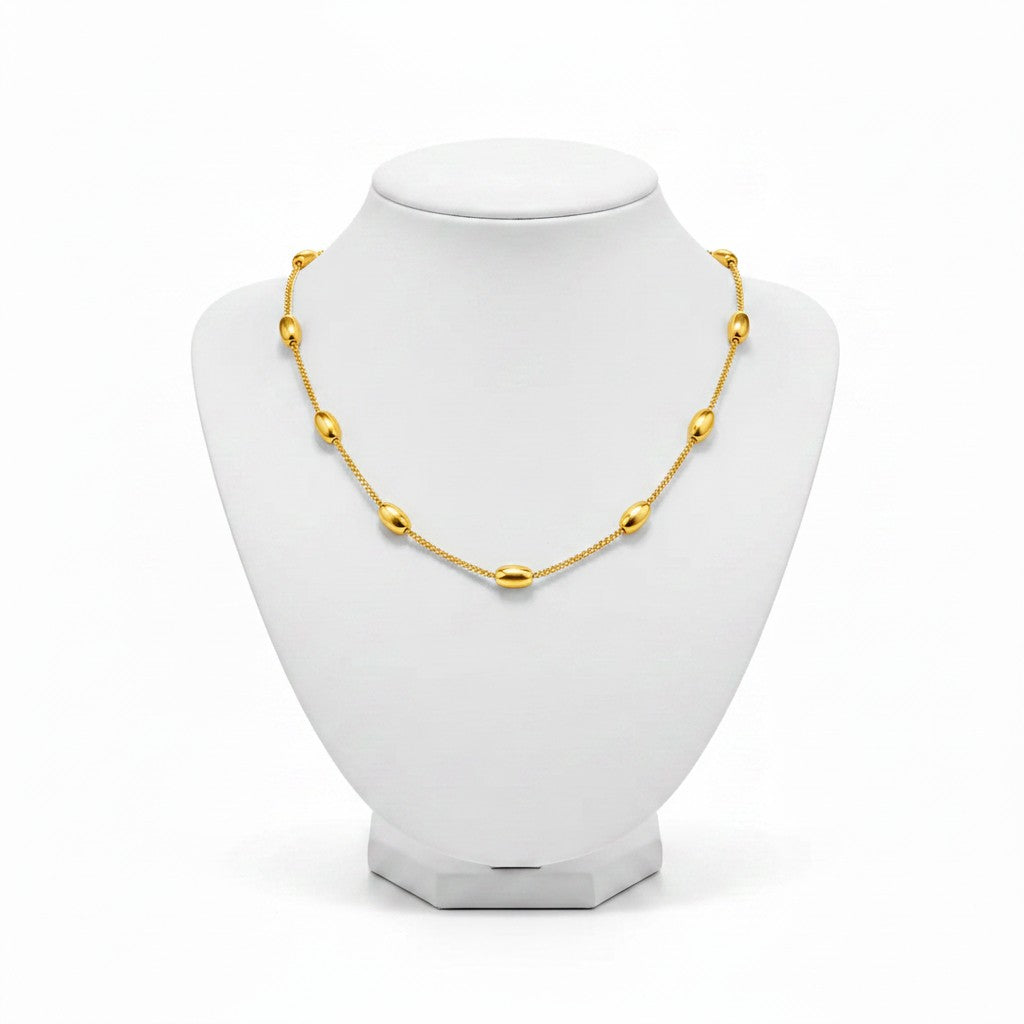 Goudkleurige of Zilverkleurige Ketting Ovale Bolletjes RVS 5mm 40cm Dames