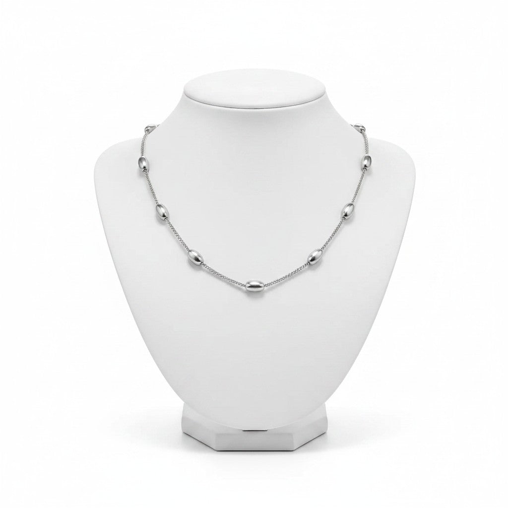 Goudkleurige of Zilverkleurige Ketting Ovale Bolletjes RVS 5mm 40cm Dames