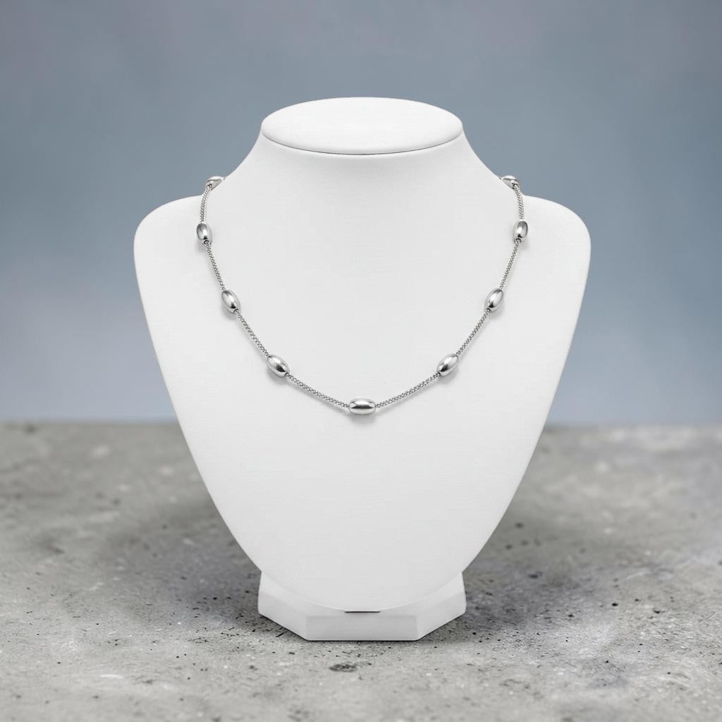 Goudkleurige of Zilverkleurige Ketting Ovale Bolletjes RVS 5mm 40cm Dames