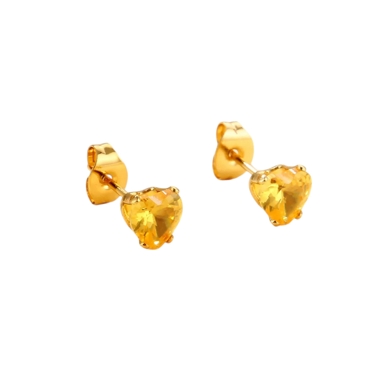 RVS Hartjes Oorbellen Gele Zirkonia – 6mm