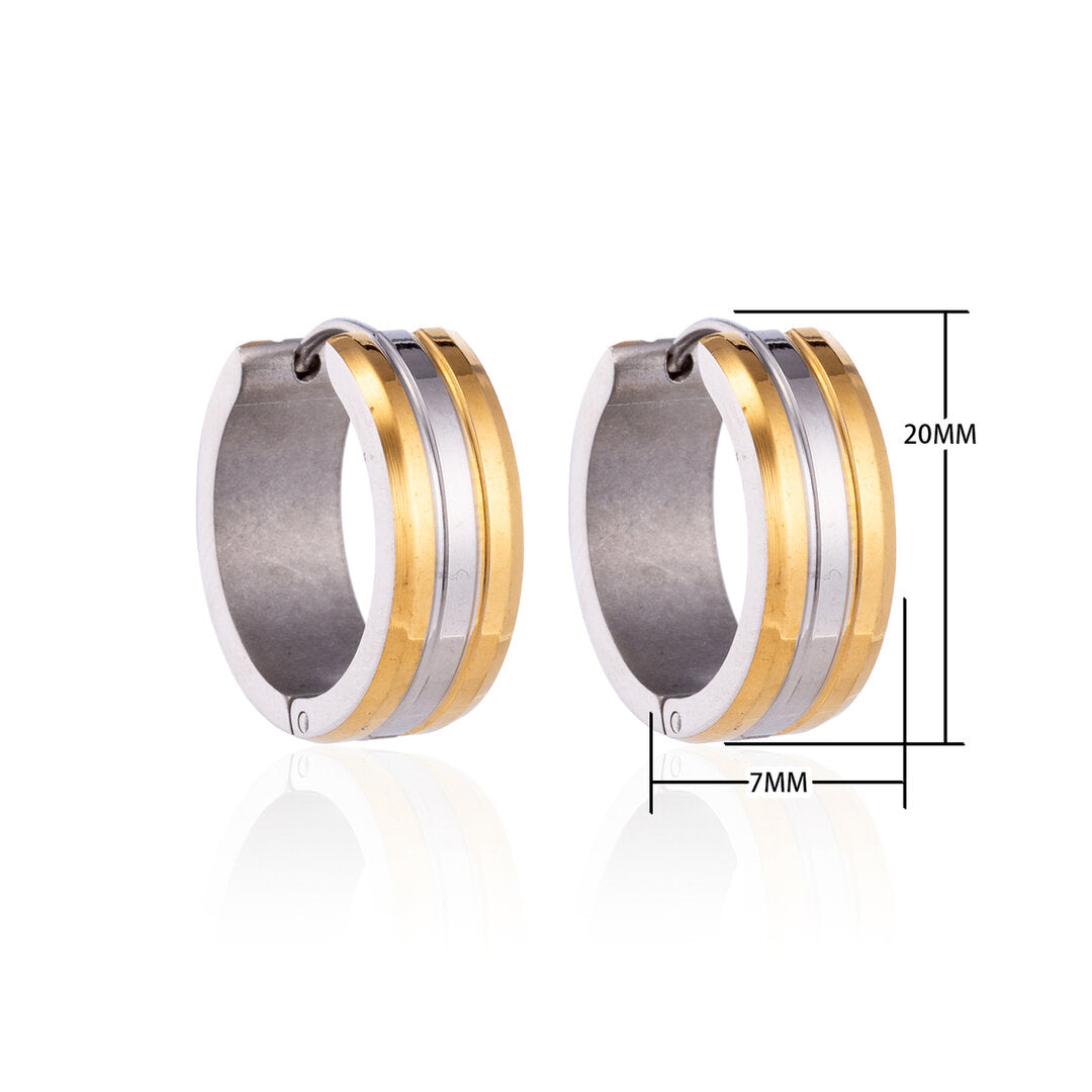 Oorringen – 20mm Bicolor Streep RVS Goud/Zilverkleur Dames